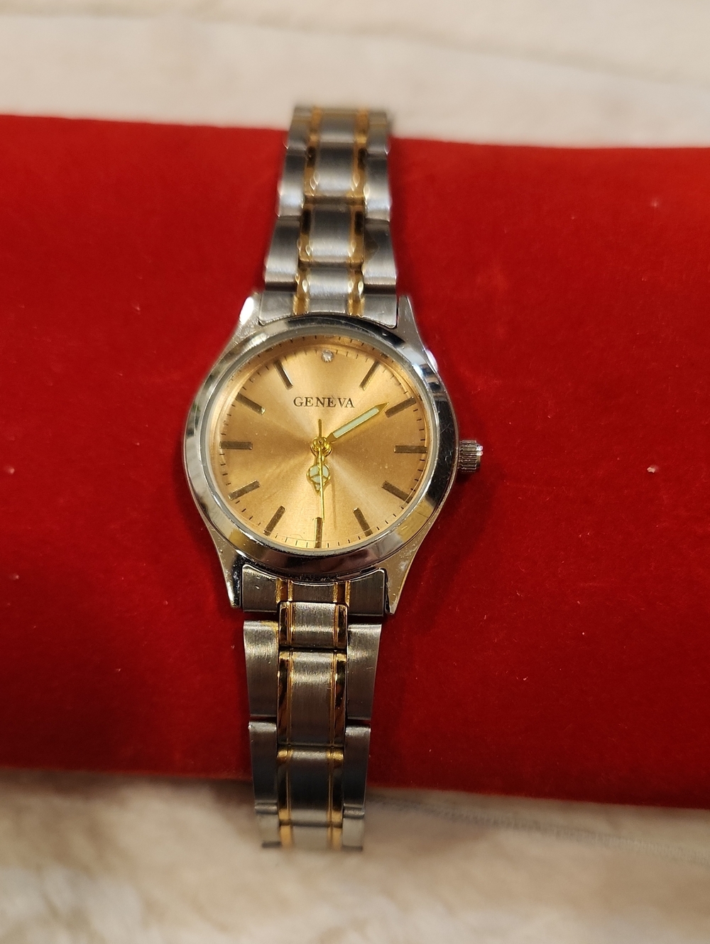 Geneva Two-Tone Silver and Gold Women's Bracelet Watch